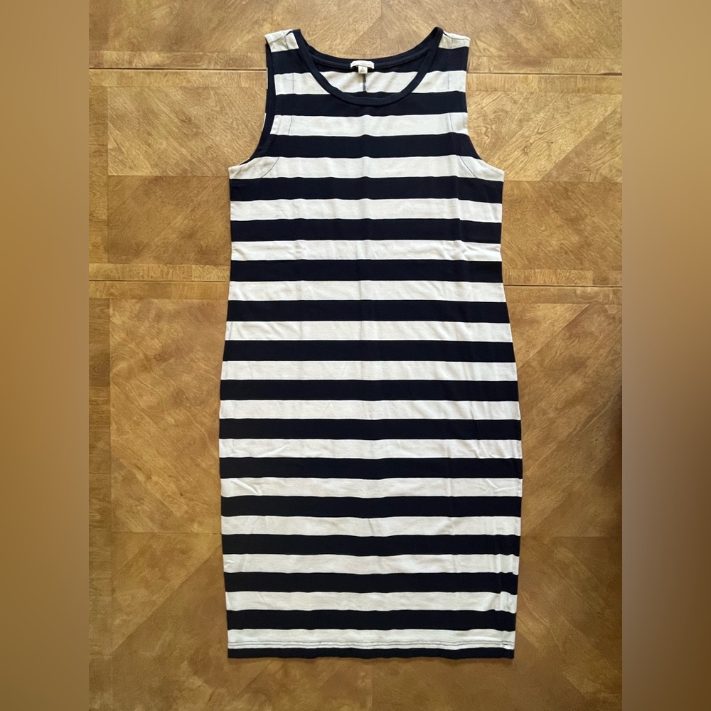 GAP White & Blue Striped Sleeveless Midi Dress | Size L Tall